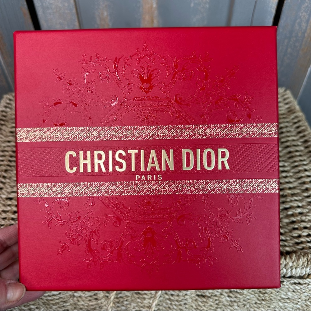 Christian Dior Gift Storage Box Red Gold Empty